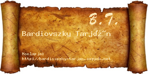 Bardiovszky Tarján névjegykártya